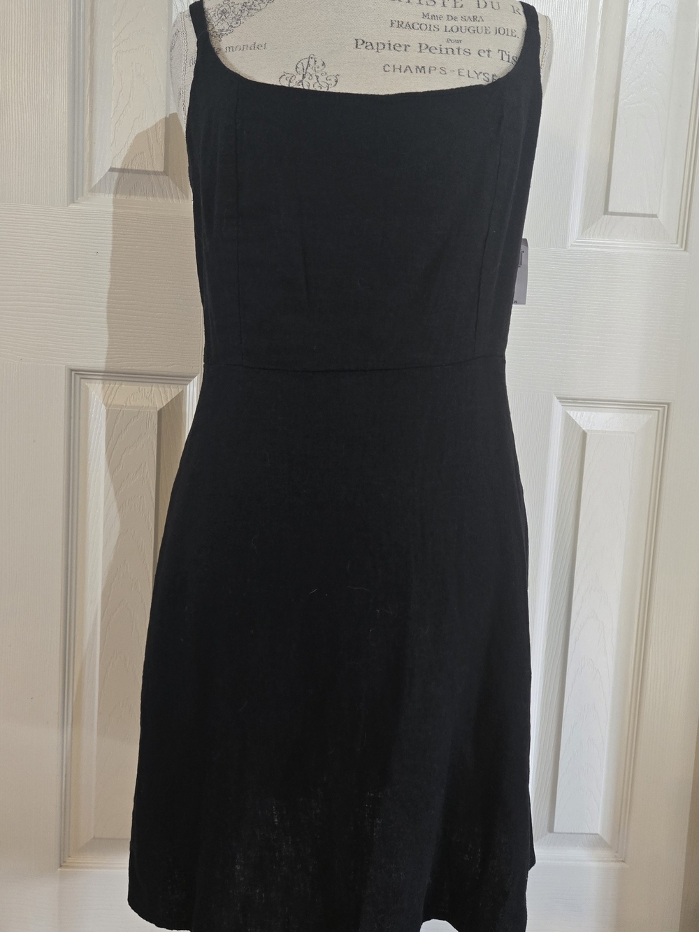 Old Navy Womens L Black Solid Square Neck Strappy Smocked Pocket Sundress Knee